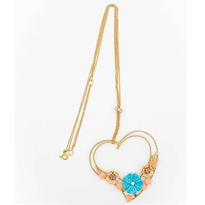 18kt rose gold and precious stone Necklace with hearth pendant