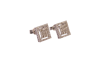 Square Shape 18K White Gold Earrings