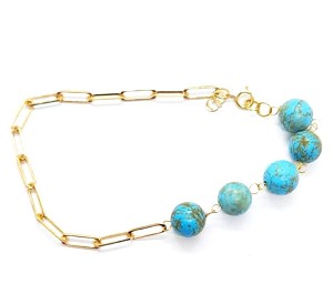 18kt yellow gold bracelet with Turquoise stone