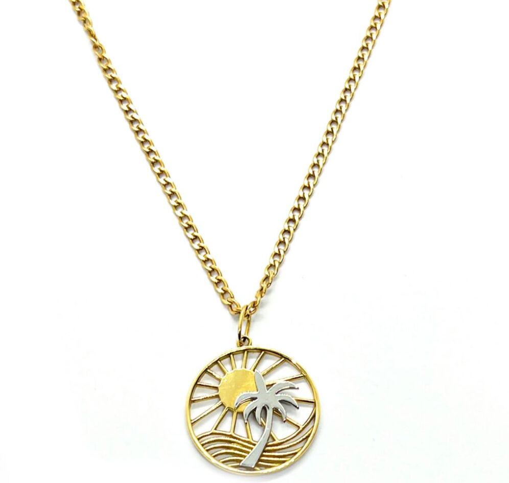 18kt yellow gold necklace with circle pendant GG000084