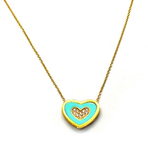 Necklace with Turquoise enamel love pendant