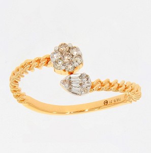 Almas 18K Gold & Diamond Pear and Round- Shaped Cuban Ring