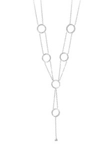18kt  White Gold and Diamonds Necklace Studded with Round Motifs