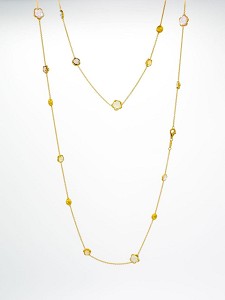 Semi-precious Natural  Stone Necklace in Yellow Gold