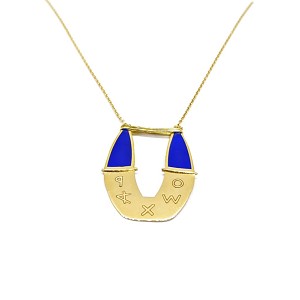 Blue Enamel 18k Yellow Gold Necklace