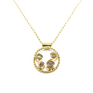 18k Yellow Gold Necklace with Circle Pendant