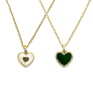 Green & Pearly Double Face Necklace in Black Diamonds