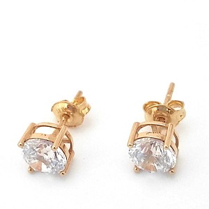 18k yellow  gold earrings with zircon stone