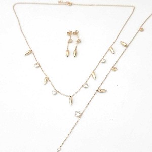 18k yellow gold necklace set with zircon stone