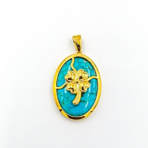 Blue turquoise original stone pendant