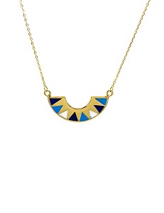 18kt yellow gold necklace with multi color enamel