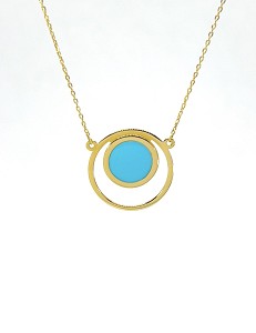 18kt yellow gold necklace - turquoise enamel