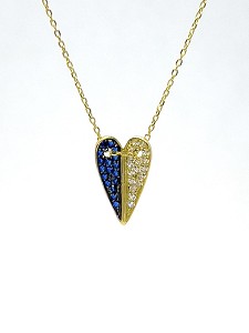 18kt yellow gold necklace - blue zircon stone