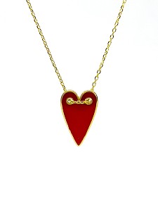  18kt yellow gold necklace - red enamel