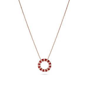 The Treasure Round Pendant in 18k gold with Red Stone
