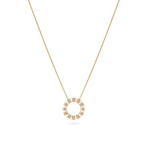 The Treasure Round Pendant in 18k gold with White Stone