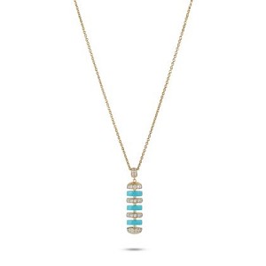 The Treasures Medium Long Pendant in 18k gold with  Turquoise Stone
