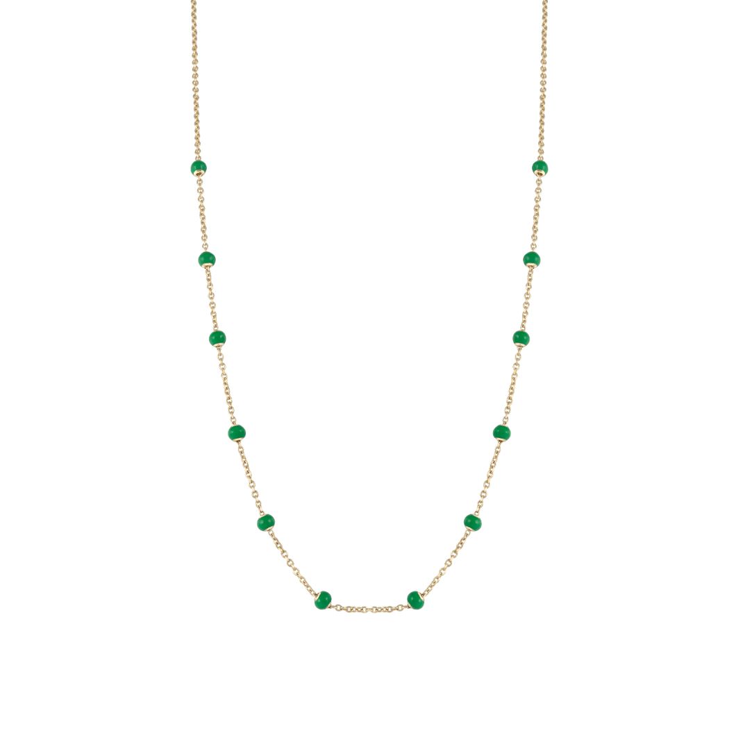 The Treasures Enamel Beads Choker Necklace Green in 18 k gold