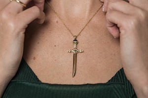 18k Yellow Gold Yellow Gold Sword Necklace