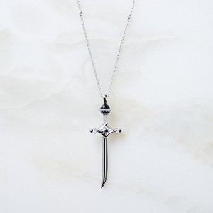 18k Yellow Gold White Gold Sword Necklace