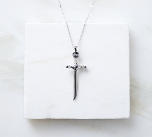 18k Yellow Gold White Gold Sword Necklace