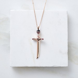 18k Yellow Gold Rose Gold Sword Necklace