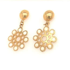 18k Gold & Shell Cosmos Flower Earrings
