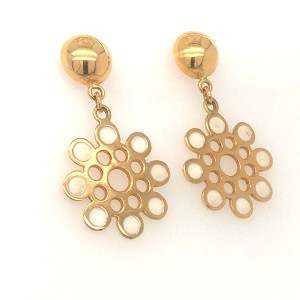 18k Gold & Shell Cosmos Flower Earrings