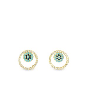 Turquoise and Zircon Nazar Gold Earring