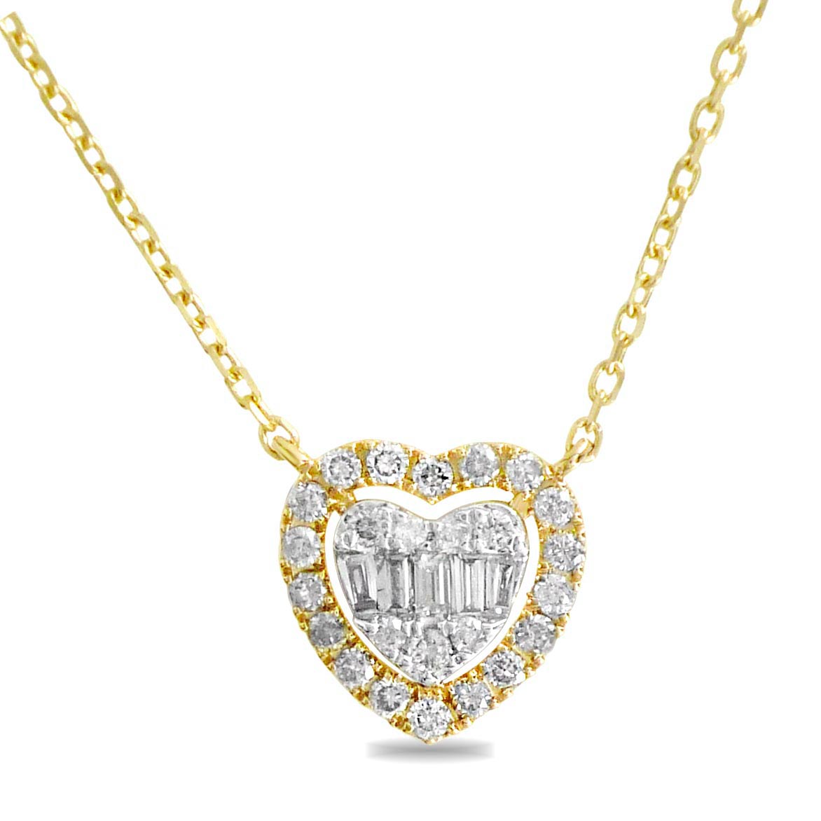 Almas 18Kt Gold & Baguette Diamond Heart-Shaped Pendant