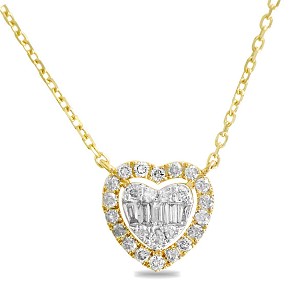 Almas 18Kt Gold & Baguette Diamond Heart-Shaped Pendant