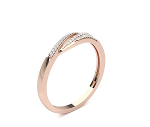 Curve 18Kt Rose Gold Band Diamond Ring