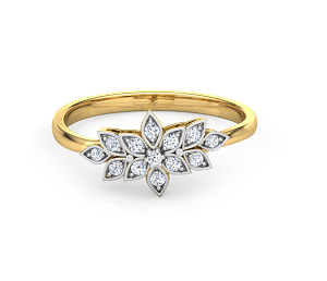 Palm 18K Yellow Gold Diamond Ring