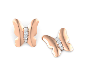 Butterfly 18k Rose Gold Diamond Earring