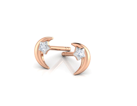 Cresent Moon18k Rose Gold Diamond Earring