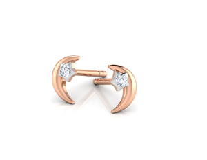 Cresent Moon18k Rose Gold Diamond Earring