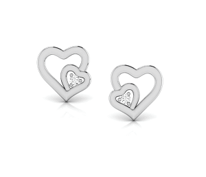 Heart Angel White Gold 18k Diamond Earring