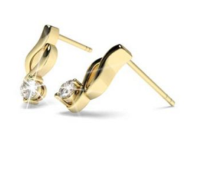 Twist Stud Yellow Gold 18k Diamond Earring
